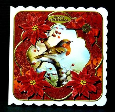 Red Robin Poinsettia Fancy Decoupage Topper by Lynn Butters