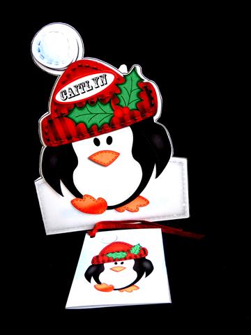 Xmas Penguin Shaped Card with Decoupage by Lynn Butters