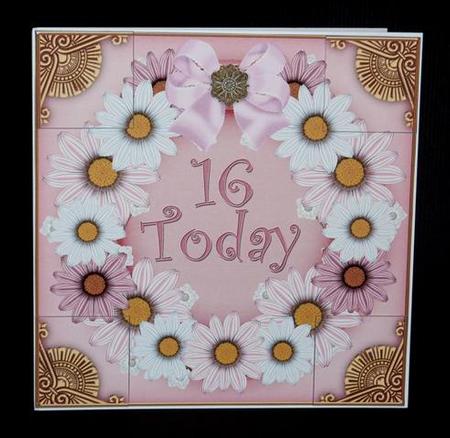 Pale Pink Daisy 16 Today 3D Ring 8in Picture Sheet by Lynn Butters