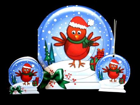3D Xmas Robin Snowglobe Circle Pyramage Card Kit by Lynn Butters
