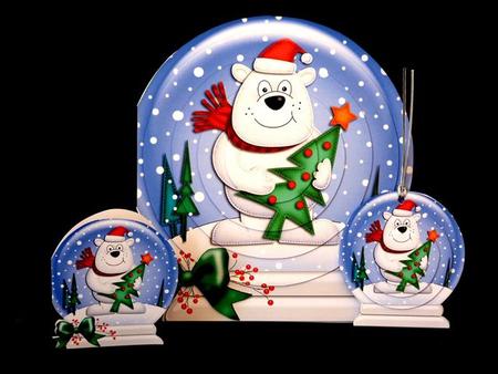3D Xmas Ben Polar Bear Snowglobe Circle Pyramage Card Kit by Lynn Butters