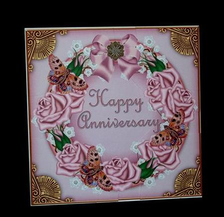 Pink Rose Happy Anniversary 8in Round Corner Stacker Kit by Lynn Butters