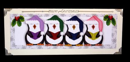 Four Singing Penguins with Holly Dl by Lynn Butters