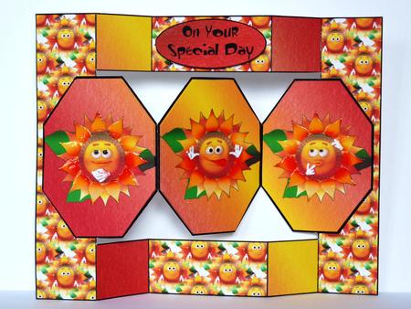 Smiley Sunflower Octagon Pop-up Card by Lynn Butters