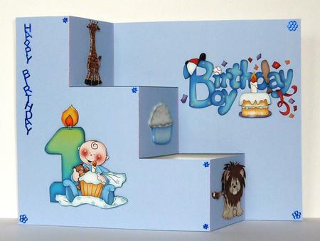 Boys 1st Birthday Tri Folds Steps Card by Lynn Butters