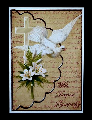 Envelop Sympathy Dove,cross and Lillies by Lynn Butters