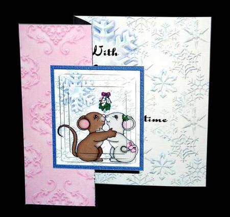 Christmas Mice Fold Back Card by Lynn Butters