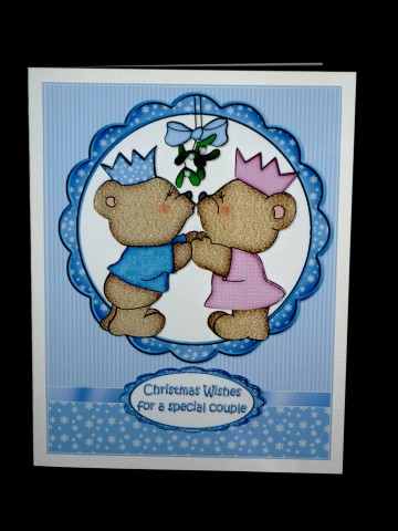 Kissing Christmas Special Couple Blue by Lynn Butters