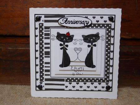 Kool Kats Purrfect Love Monochrome Quick Card with Pyramage by Lynn Butters