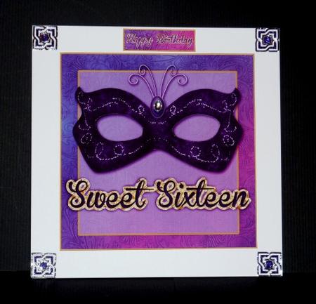 Sweet Sixteen Mask Card Topper by Lynn Butters
