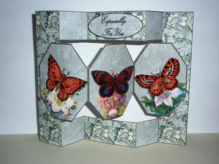 Vintage Butterflies Octagon Folded Pop-up Card 1 by Lynn Butters