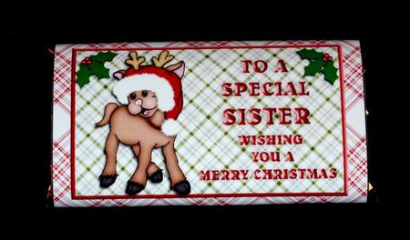 To a Special Sister Merry Christmas Chocolate Bar Wrapper by Lynn Butters