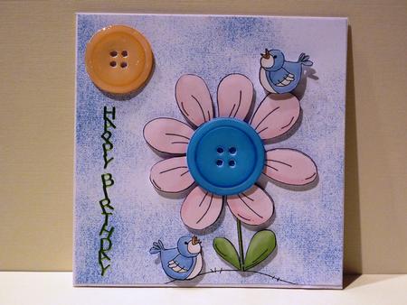 Little Bluebirds and Flower Quick Card Front by Lynn Butters