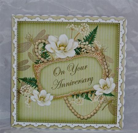Olive Magnolia Anniversary 8in Vintage Decoupage Topper by Lynn Butters