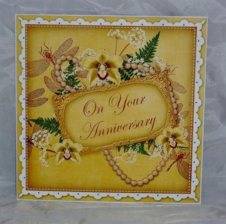 Lemon Orchids Your Anniversary 8in Vintage Decoupage Topper by Lynn Butters