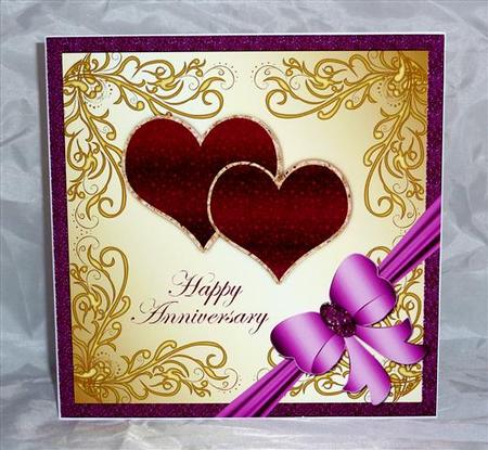 Anniversary Hearts Topper with Bow 2 by Lynn Butters