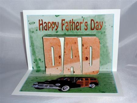 1948 Vintage Woody Car Fathers Day Pop Up Card by Lynn Butters