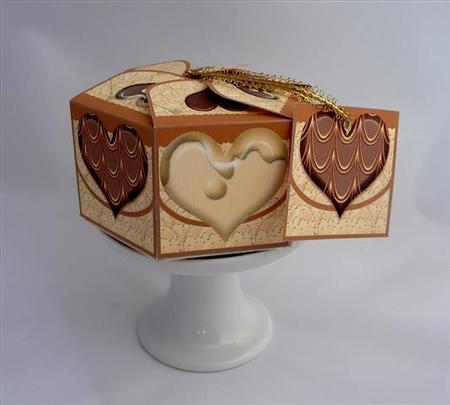 Hexagonal Box - Chocolate Hearts by Lynn Butters
