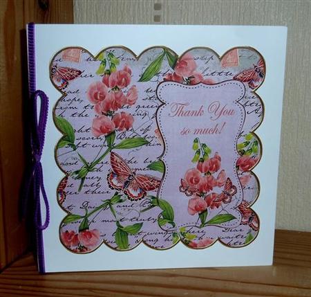 Lilac Sweetpea Thank You 8in Scallop Topper by Lynn Butters