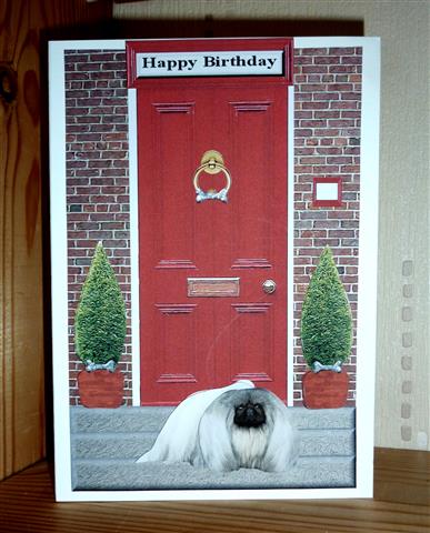 Pekingese with a Red Door by Lynn Butters