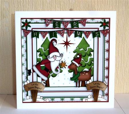 Christmas Santa & Rudolf 8 x 8ins Mini Kit by Lynn Butters