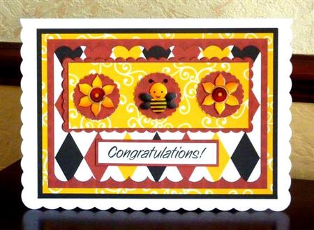 Bee Happy - Congratulations Decoupage Card by Lynn Butters