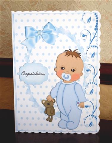 Little Baby Boy in Blue Baby Grow by Lynn Butters