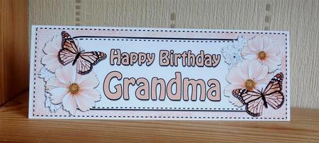 Large Dl Birthday Grandma Floral Butterflies 3D Decoupage by Lynn Butters
