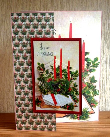 Holly and Christmas Candles No Hole Fold Back by Lynn Butters