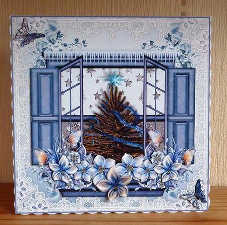 The Christmas Tree Window Box Card Front by Lynn Butters
