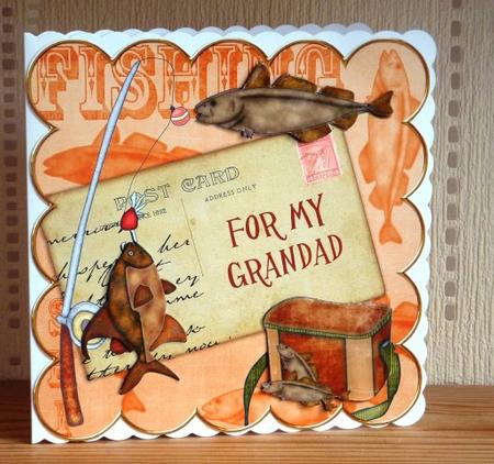 Borange Fishing for My Grandad 8in Decoupage Step by Step by Lynn Butters