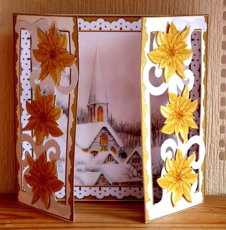 Ice Church Gold Fancy Swirl Gatefold Card & E Kit by Lynn Butters