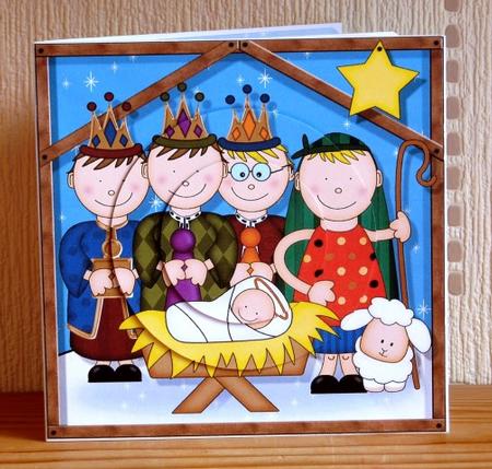 Xmas Nativity Stable Kings & Shepherd Visit Circle Pyramage by Lynn Butters