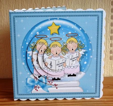 Xmas Nativity Snowglobe Heavenly Choir Circle Pyramage by Lynn Butters