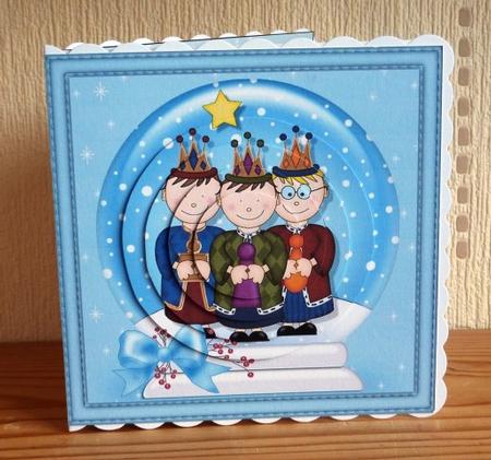 Xmas Nativity Snowglobe We Three Kings Circle Pyramage by Lynn Butters