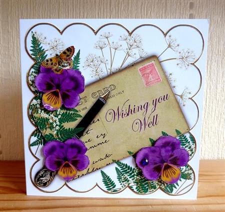 Purple Pansy Wishing You Well Ink Saver 6in Step by Step by Lynn Butters