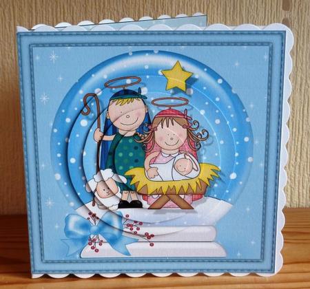 Xmas Nativity Snowglobe the Holy Family Circle Pyramage by Lynn Butters