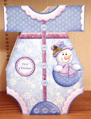 First Christmas Snowman Romper Shaped Card Mini Kit by Lynn Butters