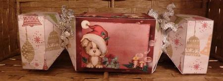 Sweet Christmas Puppy Dog Cracker Box with Gift Tag by Lynn Butters
