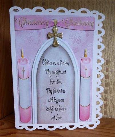 A5 Christening Card in Pink by Lynn Butters