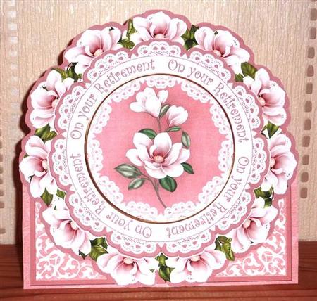 Pink Magnolia Your Retirement 3D Picture Doily C & E Kit by Lynn Butters
