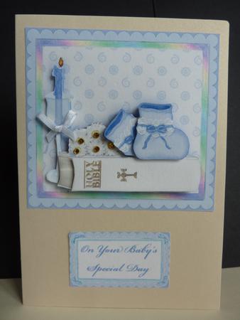 Christening Boy Topper & Decoupage by Lynn Butters