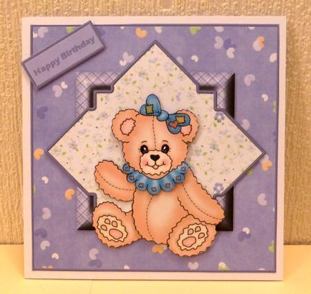 Bow Teddy Bear Card with Decoupage by Lynn Butters