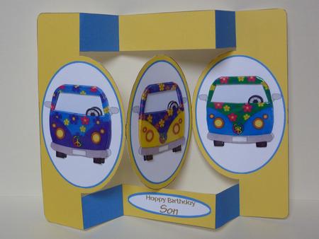 Camper Vans Oval Folded Pop Out Cards by Lynn Butters