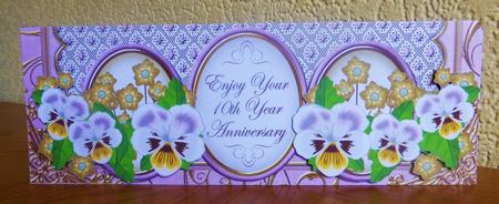 Lilac Pansies 10th Anniversary Large Dl Decoupage Card Kit by Lynn Butters