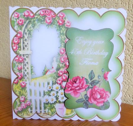 Olive Rose Arch 45th Birthday 8in Scallop Topper by Lynn Butters