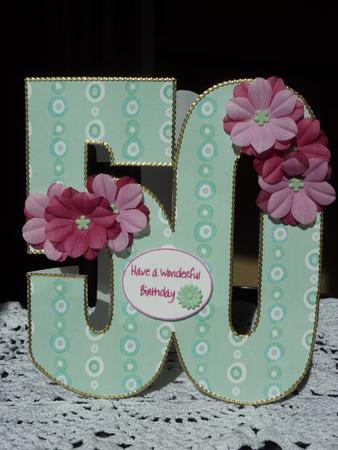 50 Shape Card in Green with Flowers by Lynn Butters