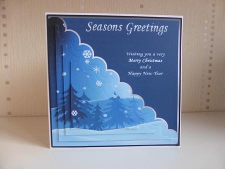 Christmas Tree Scene Card Front and Triangle Pyramid by Lynn Butters