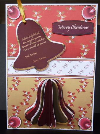 3D Bell Decoration in Red and Gold A4 Card Kit by Lynn Butters