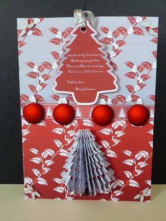 3D Christmas Tree Decoration in Red and White A4 Card Kit by Lynn Butters
